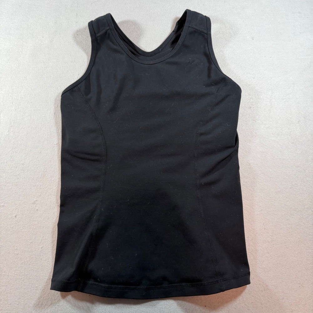 Lululemon Black Racerback Cycling Running Tank Top with Back Mesh Pocket‎ Size 2